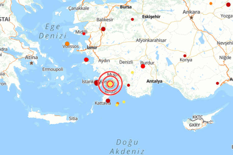 Muğla'da 4.4 büyüklüğünde deprem