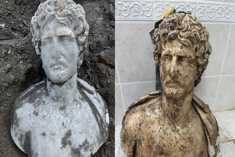 Düzce'de Hadrian dönemine ait büst bulundu
