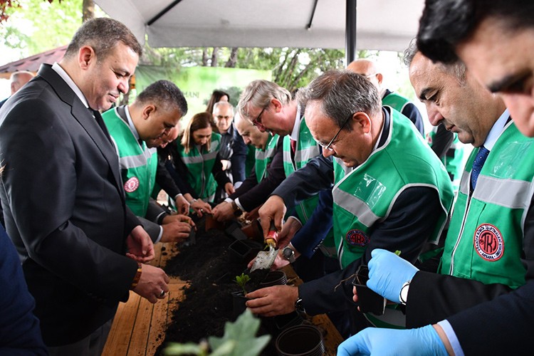 TKİ, 200 meşe fidanını toprakla buluşturdu