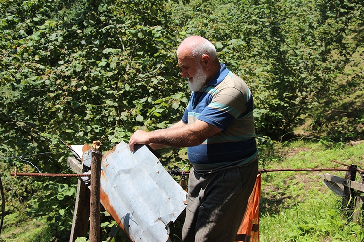 Fındığı suyla kurduğu ses düzeneğiyle yabani hayvanlardan koruyor