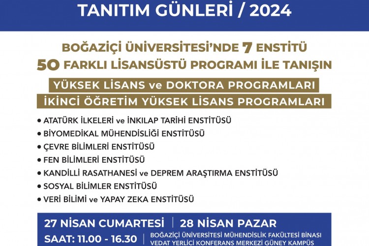 Boğaziçi Üniversitesi Lisansüstü Programları Tanıtım Günleri Başlıyor