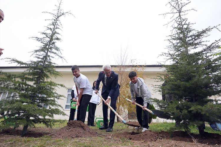 Ankara'da 320 okulun bahçesine fidan dikildi