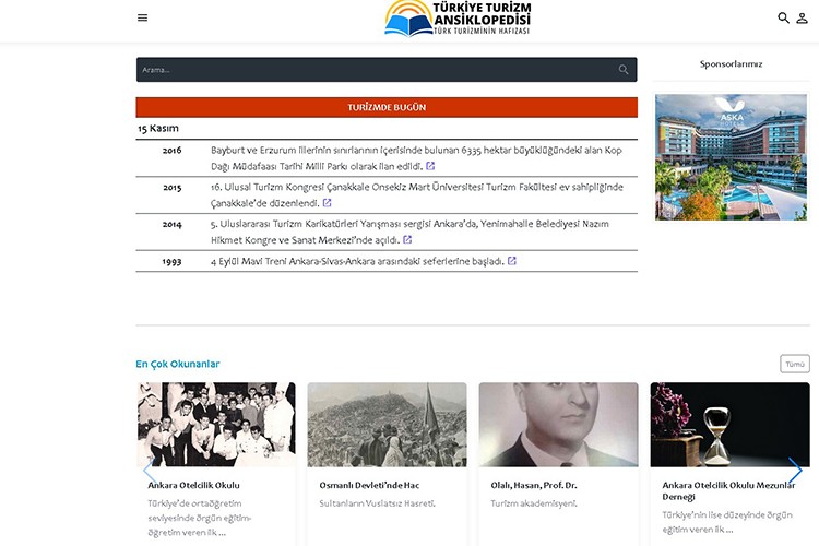 Turizm Ansiklopedisi online ortamda yayına başladı