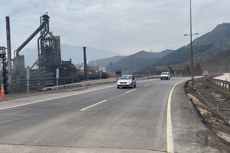 Karabük-Ankara kara yolunun çöken bölümünde çalışmalar tamamlandı