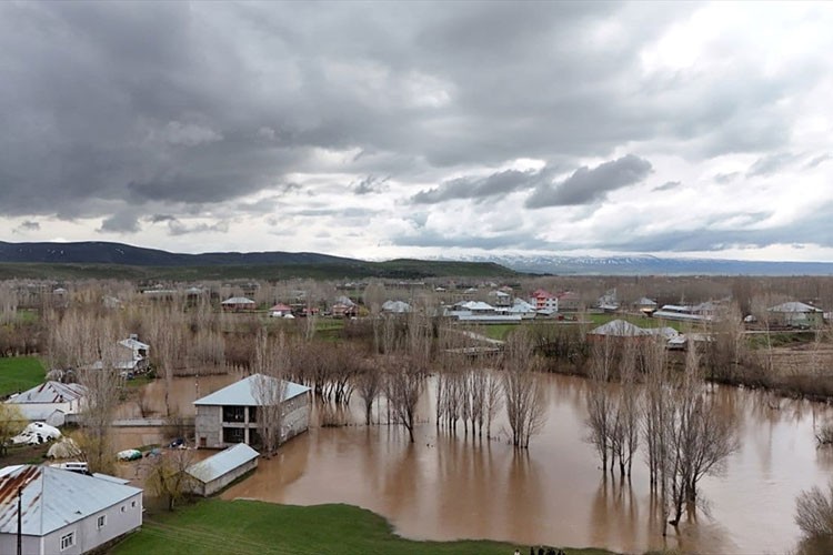 Ağrı'da sağanak nedeniyle Badişan Deresi taştı