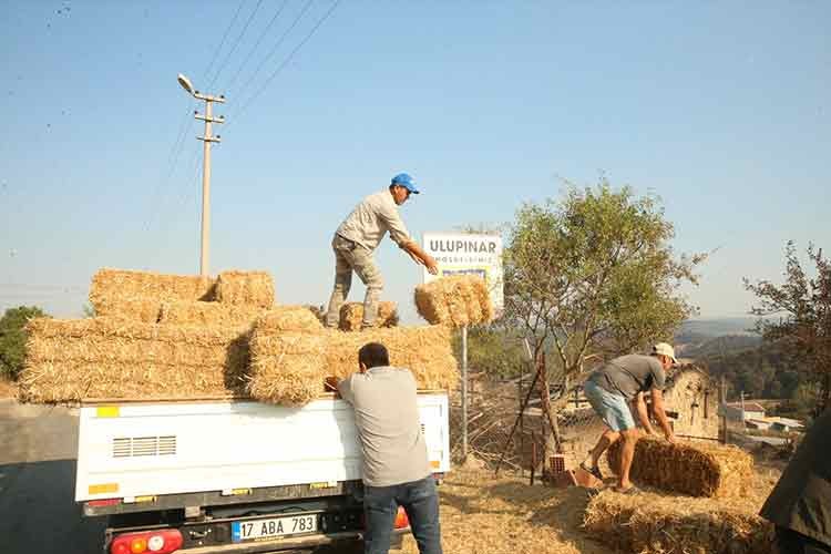 Yangında meralarını da kaybeden köylülere yem desteği